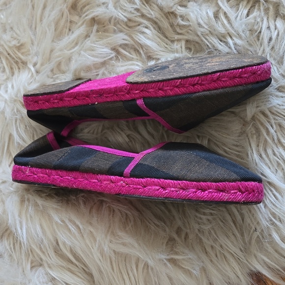 Fendi Pequin Striped Canvas Espadrille Flat, Pink - Picture 6 of 8